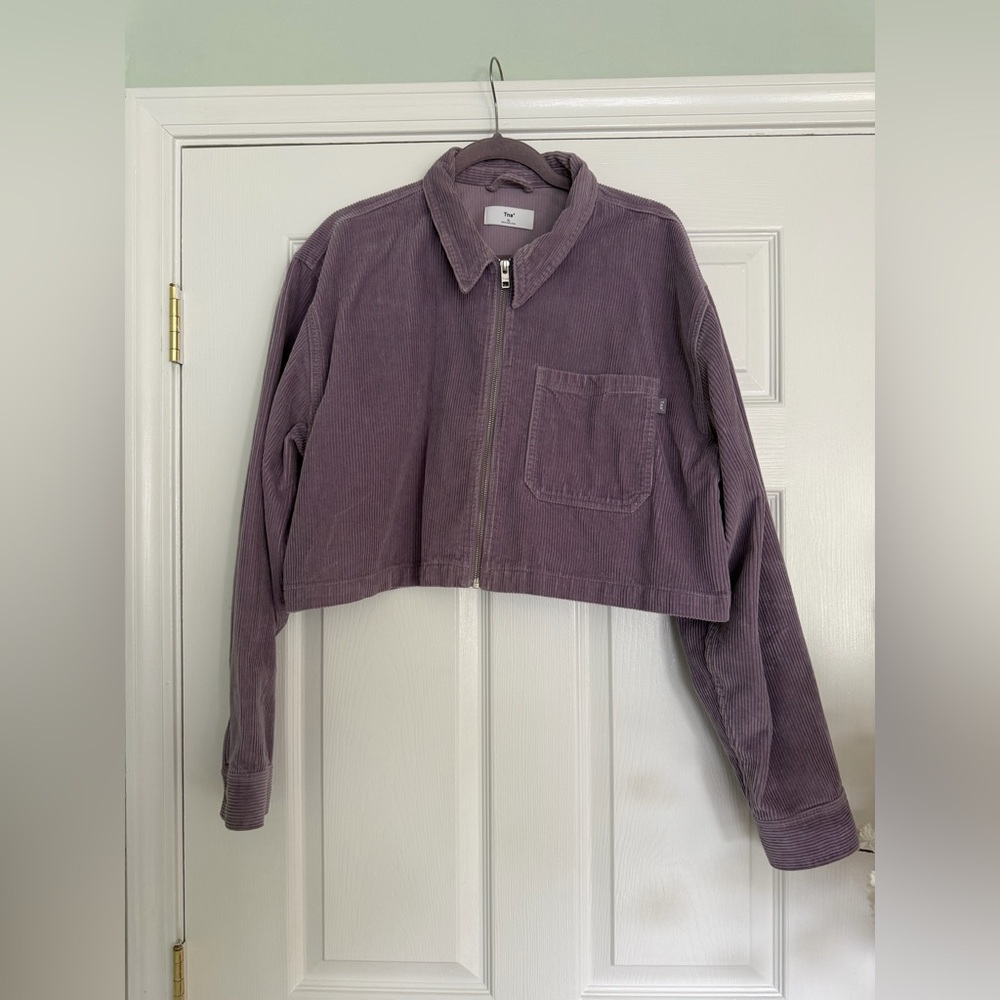 Tna by Aritzia Purple Corduroy Cropped Zip Front Jacket